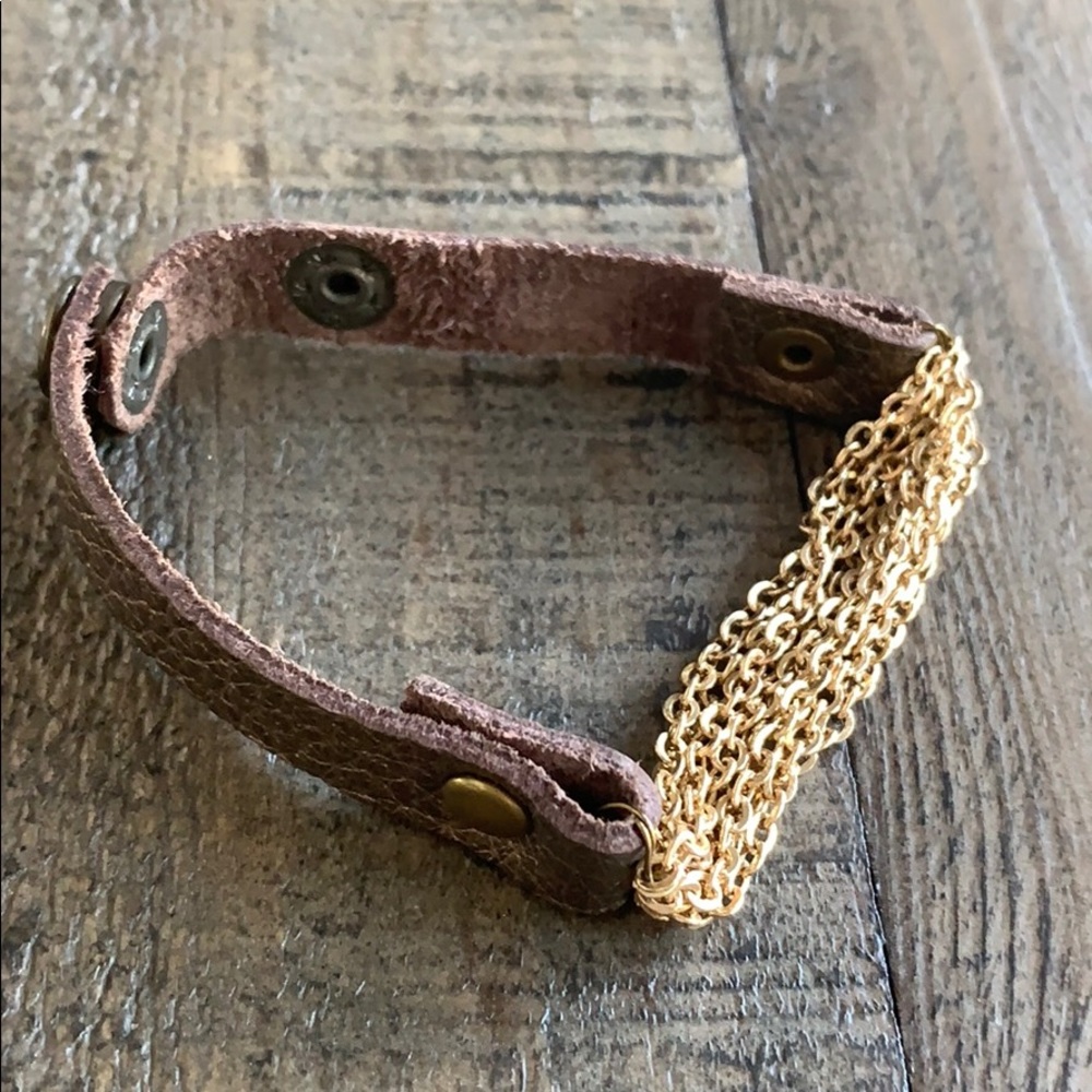 Brown leather chain bracelet💛